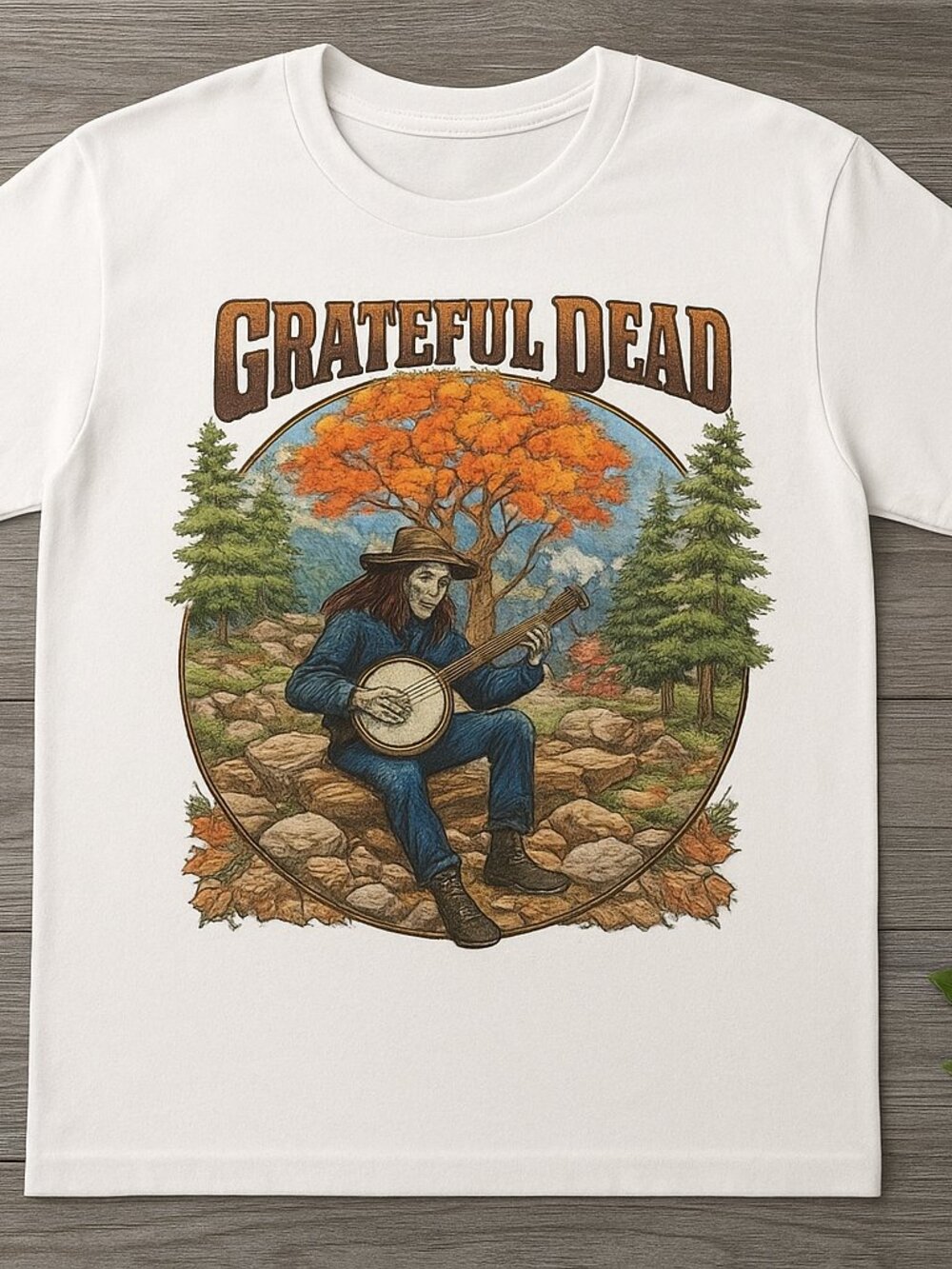 Grateful Dead Fall Tour 1994 Banjo Skeleton Mountain T-Shirt